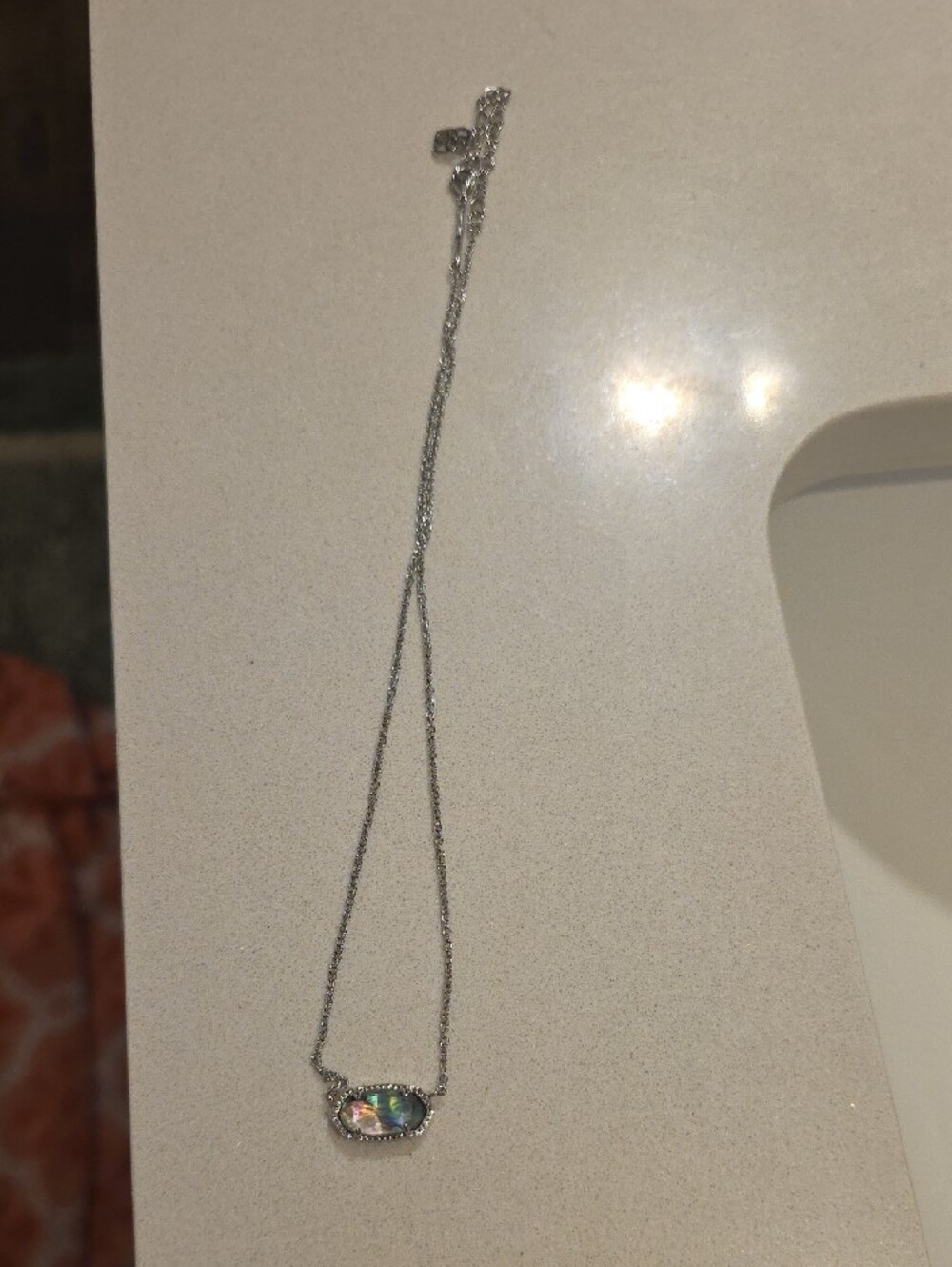 Kendra Scott Iridescent Elise Necklace - Silver with Multicolor Sheen - Picture 8 of 10